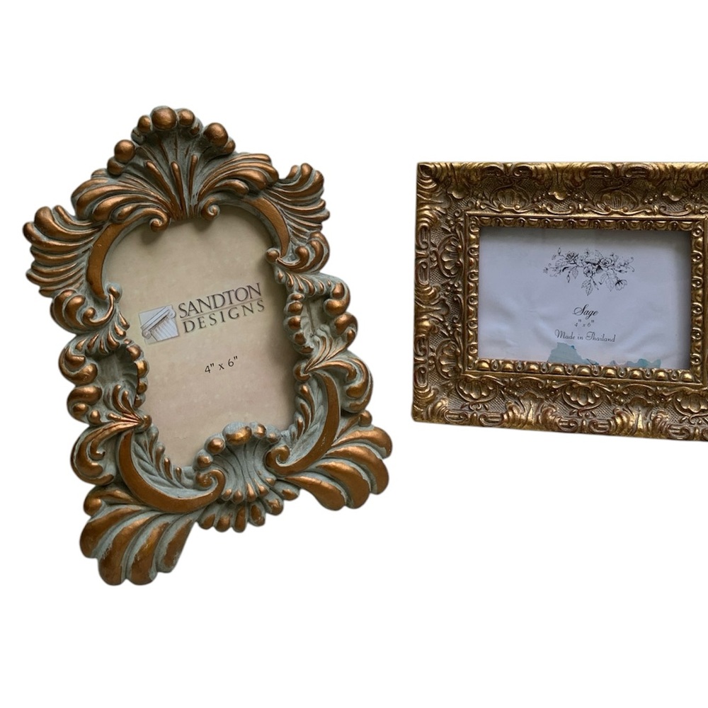 Set of Two Gold Ornate Photo Frames